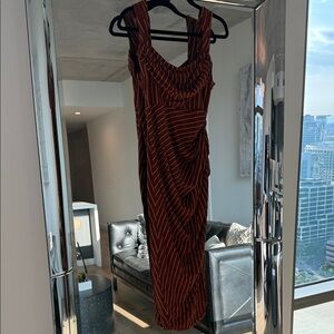 ASOS Rust Striped Midi corset dress size 2